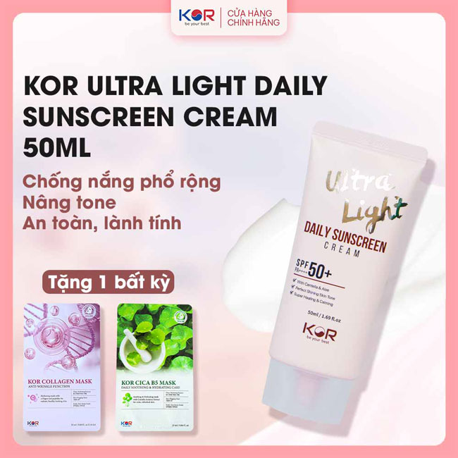 Kem chống nắng KOR – Hàn Quốc Ultra Light Daily Sunscreen Cream